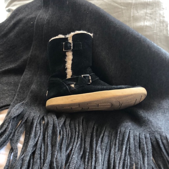 Girls authentic UGG black suede biker boots - Picture 1 of 6